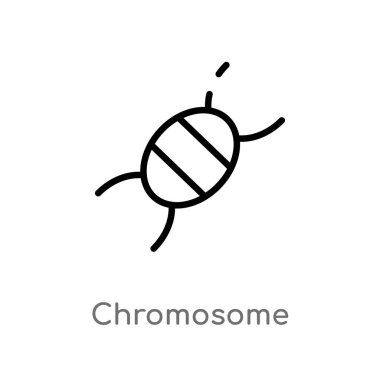 kromozom vektör simgesini anahat. kimya kavramından izole siyah basit çizgi elemanı illüstrasyon. beyaz arka planda değiştirilebilir vektör kontur kromozom ukonu