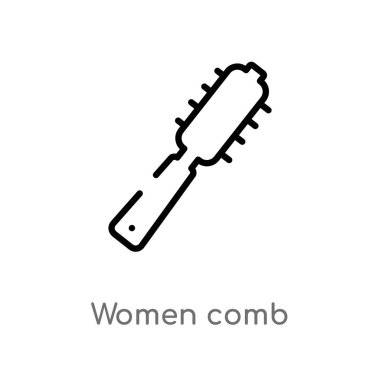 anahat kadın tarak vektör simgesi. güzellik kavramından izole siyah basit çizgi elemanı illüstrasyon. beyaz arka plan üzerinde editable vektör vuruşu kadın tarak simgesi