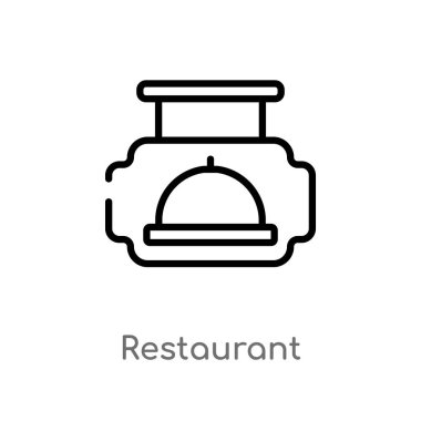 Anahat Restoran vektör simgesi. izole basit hat eleman illüstrasyon işareti kavramı. Beyaz arka planda düzenlenebilir vektör kontur Restoran simgesi