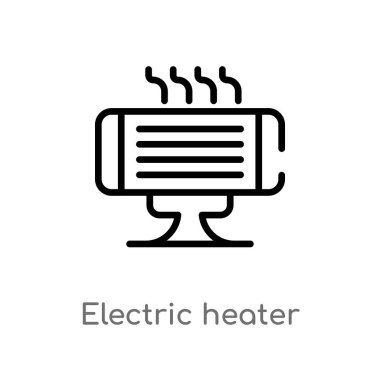Elektrik ısıtıcı vektör simgesi anahat. basit çizgi eleman illüstrasyon izole kış kavramı siyah. Beyaz arka planda düzenlenebilir vektör kontur elektrikli ısıtıcı simgesi