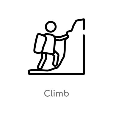 Anahat tırmanma vektör simgesi. basit izole hat eleman vektör ücretsiz zaman kavramı. Beyaz arka planda düzenlenebilir vektör kontur tırmanışı simgesi
