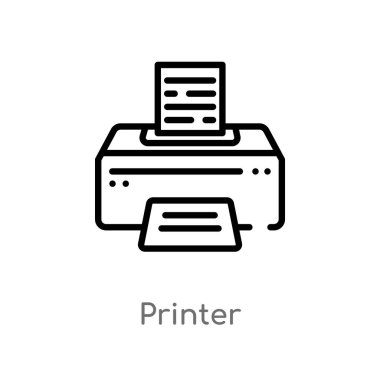 anahat yazıcı vektör simgesi. dijital ekonomi kavramından izole siyah basit çizgi elemanı illüstrasyon. beyaz arka planda değiştirilebilir vektör kontur yazıcı simgesi