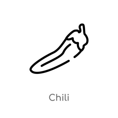 Anahat Chili vektör simgesi. basit izole eleman vektör kavramı meyve siyah. Beyaz arka planda düzenlenebilir vektör kontur Chili simgesi