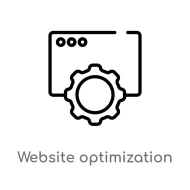 Anahat Web sitesi optimizasyonu vektör simgesi. basit eleman illüstrasyon izole teknoloji kavramı siyah. Beyaz arka planda düzenlenebilir vektör kontur Web sitesi optimizasyonu simgesi