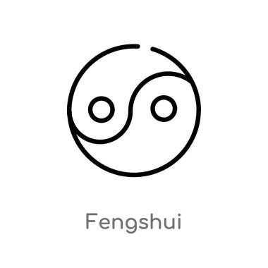 Anahat fengshui vektör simgesi. basit doğa eleman illüstrasyon izole kavramı siyah. Beyaz arka planda düzenlenebilir vektör kontur fengshui simgesi