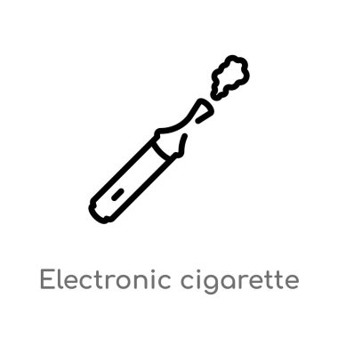 Anahat elektronik sigara vektör simgesi. basit eleman illüstrasyon izole teknoloji kavramı siyah. Beyaz arka planda düzenlenebilir vektör kontur elektronik sigara simgesi