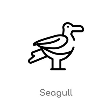 Anahat martı vektör simgesi. sade izole hat eleman illüstrasyon deniz kavramı siyah. Beyaz arka planda düzenlenebilir vektör kontur martı simgesi