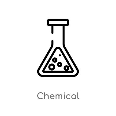 Anahat kimyasal vektör simgesi. basit izole hat eleman Sanayi kavramı siyah. Beyaz arka planda düzenlenebilir vektör kontur kimyasal simgesi