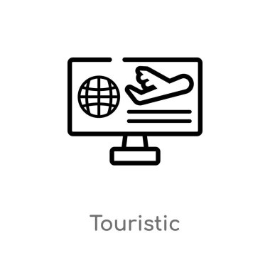 Anahat turistik vektör simgesi. basit eleman illüstrasyon izole teknoloji kavramı siyah. Beyaz arka planda düzenlenebilir vektör kontur turistik simge