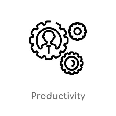 üretkenlik vektör simgesini anahat. dijital ekonomi kavramından izole siyah basit çizgi elemanı illüstrasyon. beyaz arka planda değiştirilebilir vektör vuruşu üretkenlik simgesi