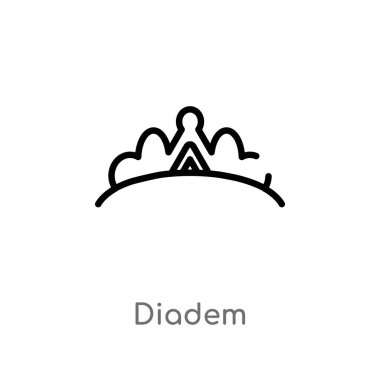 anahat diadem vektör simgesi. moda kavramından izole siyah basit çizgi elemanı illüstrasyon. beyaz arka plan üzerinde editable vektör kontur diadem simgesi