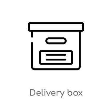 anahat teslim kutusu vektör simgesi. teslimat ve lojistik kavramından izole siyah basit çizgi elemanı illüstrasyon. beyaz arka planda değiştirilebilir vektör kontur teslim kutusu simgesi