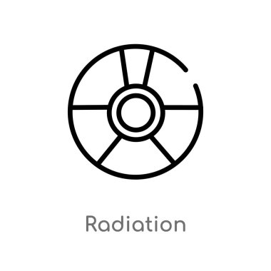 Anahat radyasyon vektör simgesi. izole basit hat eleman illüstrasyon işareti kavramı. Beyaz arka planda düzenlenebilir vektör kontur radyasyon simgesi