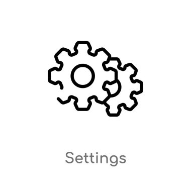 anahat ayarları vektör simgesi. müşteri hizmetleri kavramından izole siyah basit satır öğesi illüstrasyon. beyaz arka planda düzeltilebilir vektör kontur ayarları simgesi