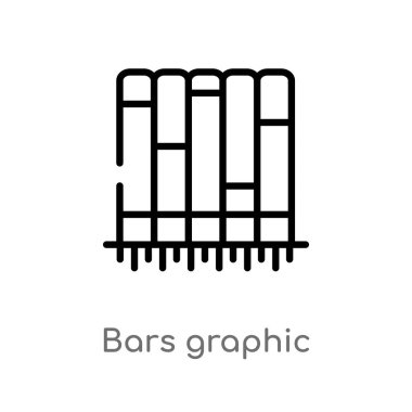 anahat çubukları grafik vektör simgesi. iş kavramından izole siyah basit çizgi öğesi illüstrasyon. beyaz arka planda değiştirilebilir vektör kontur çubukları grafik simgesi