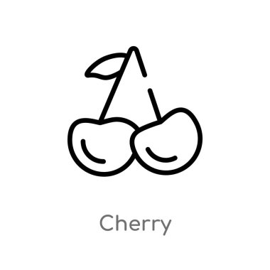 Anahat kiraz vektör simgesi. basit izole eleman vektör kavramı meyve siyah. Beyaz arka planda düzenlenebilir vektör kontur kiraz simgesi