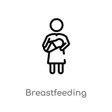 Anahat emzirme vektör simgesi. basit eleman illüstrasyon izole insan kavramı siyah. Beyaz arka planda düzenlenebilir vektör kontur emzirme simgesi