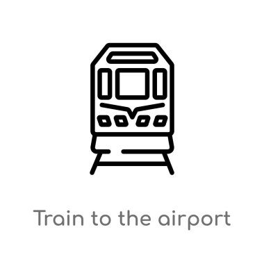 havaalanı vektör simgesine anahat tren. havaalanı terminal konseptinden izole siyah basit çizgi elemanı illüstrasyon. beyaz arka plan üzerinde havaalanı simgesine editable vektör kontur tren