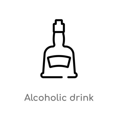 Anahat alkollü içecek vektör simgesi. kolay izole hat eleman siyah hızlı gıda kavramı. Beyaz arka planda düzenlenebilir vektör kontur alkollü içecek simgesi