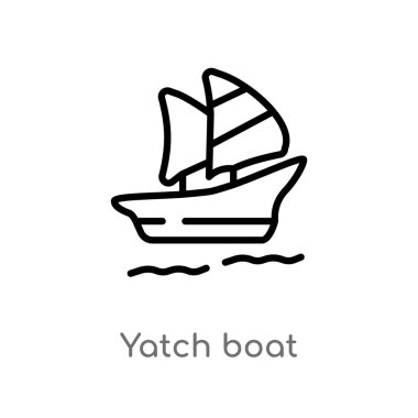 Anahat Yatch tekne vektör simgesi. basit eleman illüstrasyon izole çizgi siyah kavramı yaz. Beyaz arka planda düzenlenebilir vektör kontur Yatch tekne simgesi