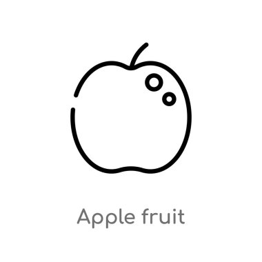 anahat elma meyve vektör simgesi. gıda kavramından izole siyah basit çizgi elemanı illüstrasyon. beyaz arka plan üzerinde değiştirilebilir vektör kontur elma meyve simgesi