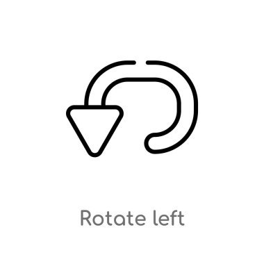 anahat sol vektör simgesini döndürün. kullanıcı arabirimi kavramından izole siyah basit çizgi öğesi illüstrasyon. kullanılabilir vektör konturbeyaz arka planda sol simgeyi döndürün