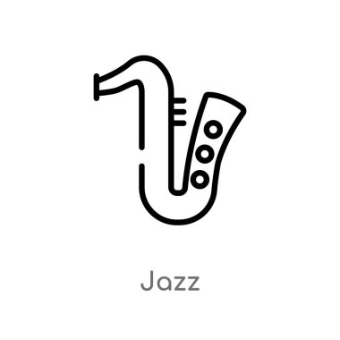Anahat caz vektör simgesi. basit çizgi eleman illüstrasyon izole müzik kavramı siyah. Beyaz arka planda düzenlenebilir vektör kontur Jazz simgesi