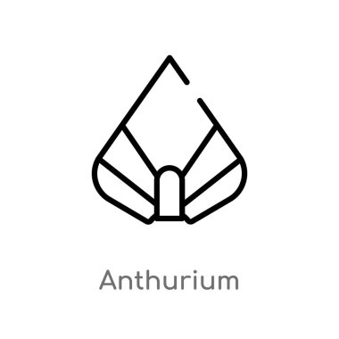 Anahat Anthurium vektör simgesi. basit doğa eleman illüstrasyon izole kavramı siyah. Beyaz arka planda düzenlenebilir vektör kontur Anthurium simgesi
