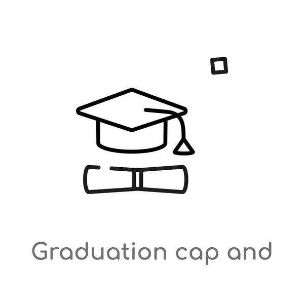 Delinear Límite Graduación Icono Del Vector Diploma Elemento Línea Simple — Vector de stock