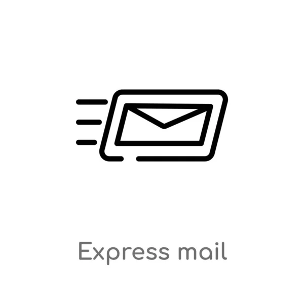 Umriss Express Mail Vektor Symbol Vereinzelte Darstellung Schwarzer Einfacher Linien — Stockvektor