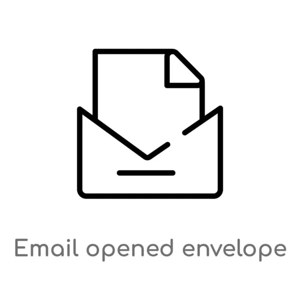 アウトライン電子メールが開いた封筒ベクトルアイコン ユーザーインターフェイスの概念から分離された黒のシンプルなライン要素のイラスト 編集可能なベクトルストローク電子メールは 白い背景に封筒のアイコンを開いた — ストックベクタ