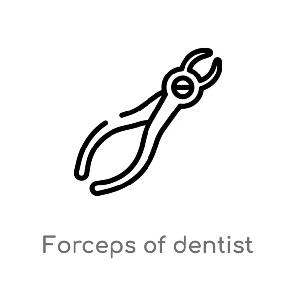 Περίγραμμα Της Λαβίδας Των Εργαλείων Οδοντίατρου Εικονίδιο Απομονωμένη Μαύρη Απλή — Διανυσματικό Αρχείο