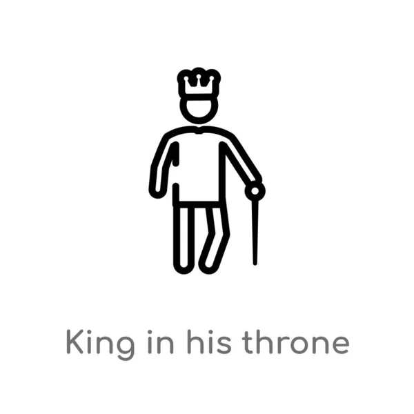 Esquisse Roi Dans Son Icône Vectorielle Trône Illustration Isolée Élément — Image vectorielle