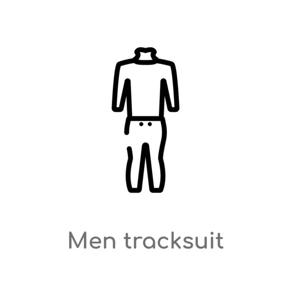 Contorno Los Hombres Tracksuit Vector Icono Aislado Negro Simple Línea — Vector de stock