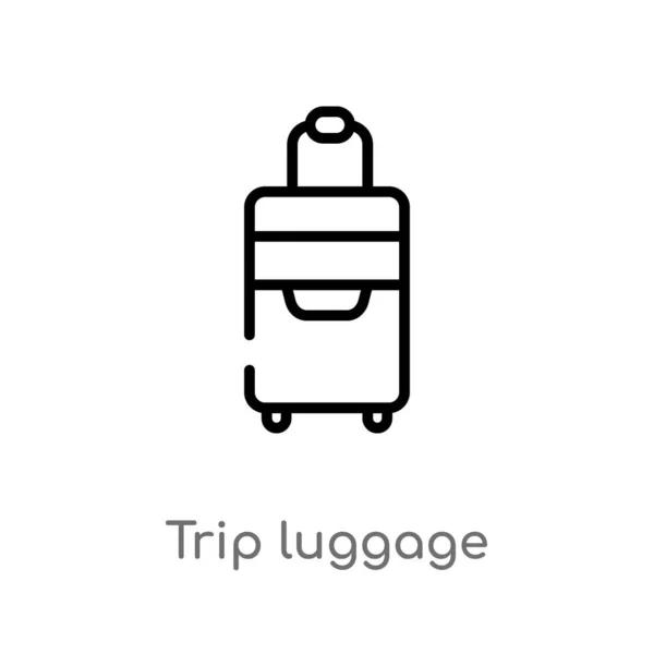 Overzicht Reisbagage Vector Icoon Geïsoleerde Zwarte Eenvoudige Lijn Element Illustratie — Stockvector