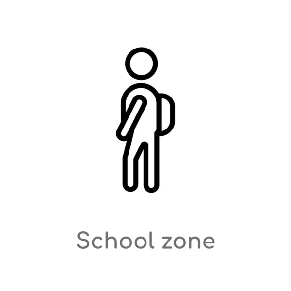 Delinear Ícone Vetor Zona Escolar Isolado Preto Simples Ilustração Elemento — Vetor de Stock