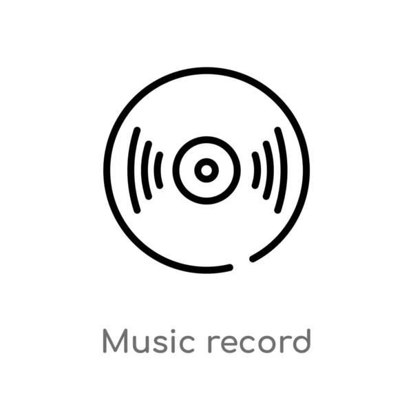 Outline Muziek Record Vector Icoon Geïsoleerde Zwarte Eenvoudige Lijn Element — Stockvector