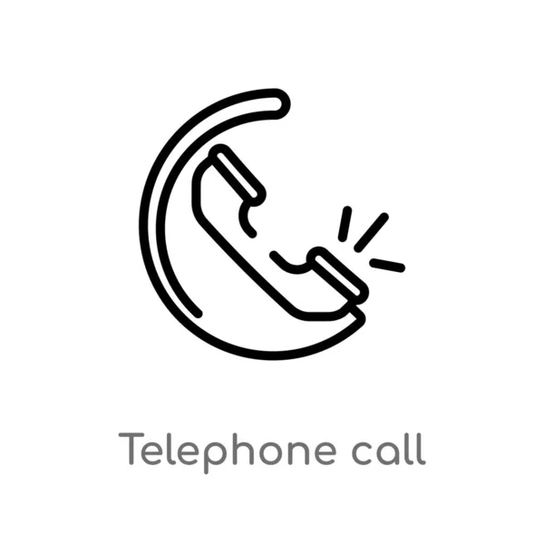 Delinear Ícone Vetor Chamada Telefônica Ilustração Elemento Linha Simples Preto — Vetor de Stock