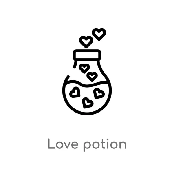 Kontur Kärlek Potion Vektor Ikonen Isolerad Svart Enkel Linjeelement Illustration — Stock vektor