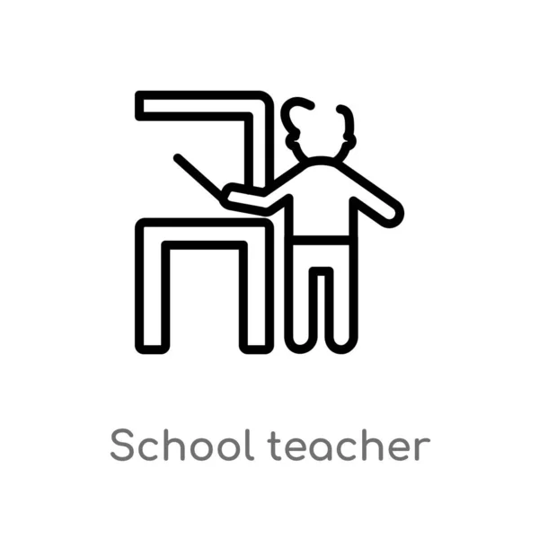 Ikona Vektoru Učitele Osnovy Školy Izolovaná Černá Jednoduchá Čára Ilustrace — Stockový vektor