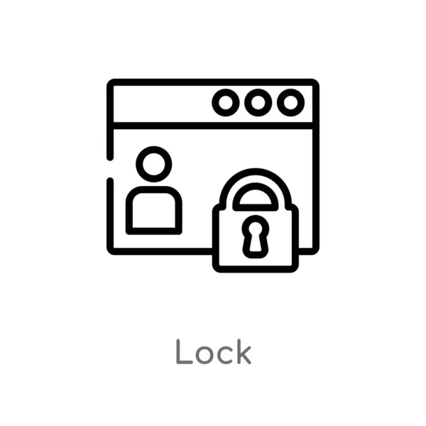 Umreißt Das Lock Vector Symbol Vereinzelte Darstellung Schwarzer Einfacher Linien — Stockvektor