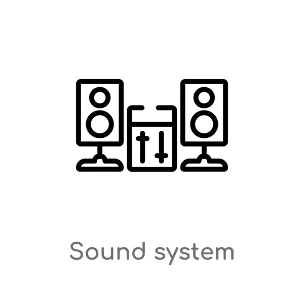 Delinear Ícone Vetor Sistema Som Isolado Preto Simples Ilustração Elemento — Vetor de Stock