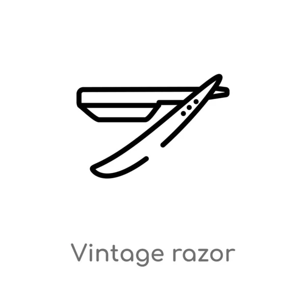 Overzicht Vintage Razor Vector Pictogram Geïsoleerde Zwarte Eenvoudige Lijn Element — Stockvector