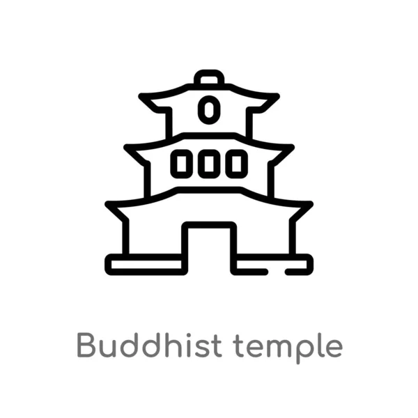 Umreißen Buddhistische Tempelvektorsymbole Vereinzelte Darstellung Schwarzer Einfacher Linien Aus Dem — Stockvektor