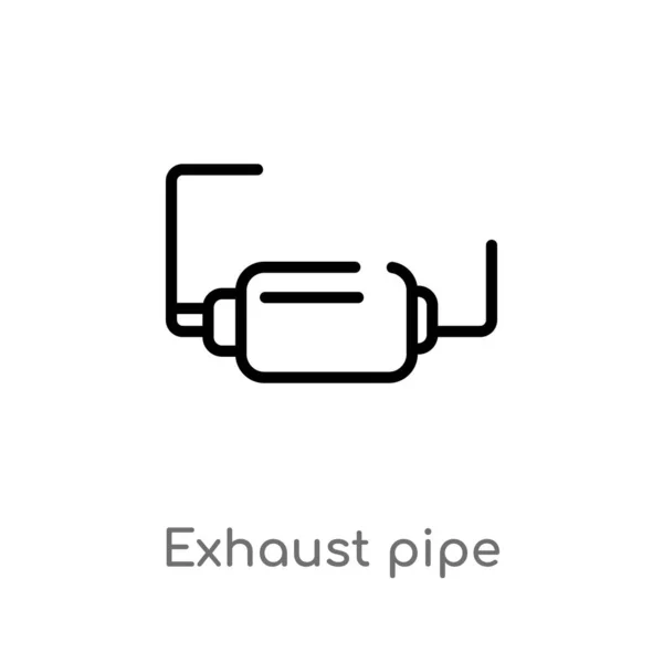 Obrysová Ikona Vektoru Výfukového Potrubí Izolovaný Černý Jednoduchý Řádek Ilustrace — Stockový vektor