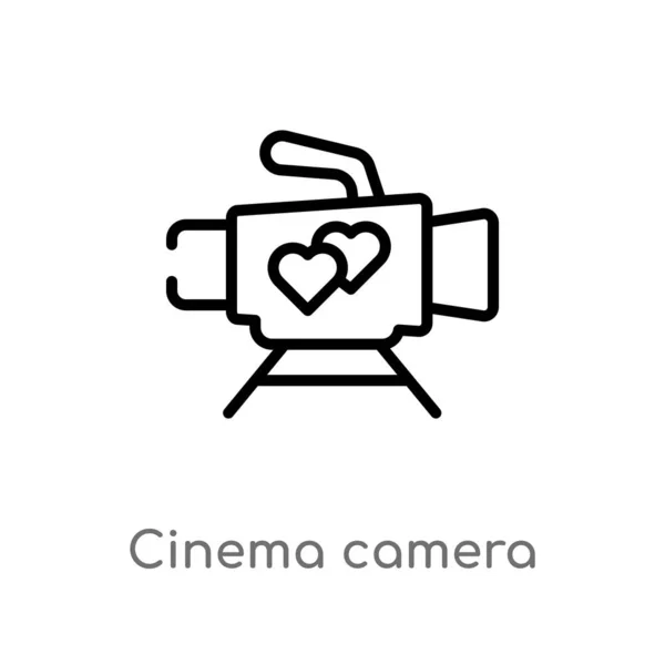 Overzicht Cinema Camera Vector Pictogram Geïsoleerde Zwarte Eenvoudige Lijn Element — Stockvector