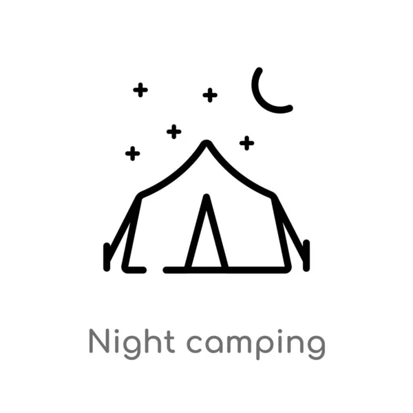 Contorno Noche Camping Vector Icono Aislado Negro Simple Línea Elemento — Archivo Imágenes Vectoriales