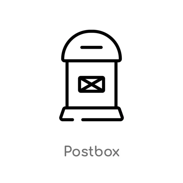 Umreißen Postfach Vektor Symbol Vereinzelte Darstellung Schwarzer Einfacher Linien Aus — Stockvektor