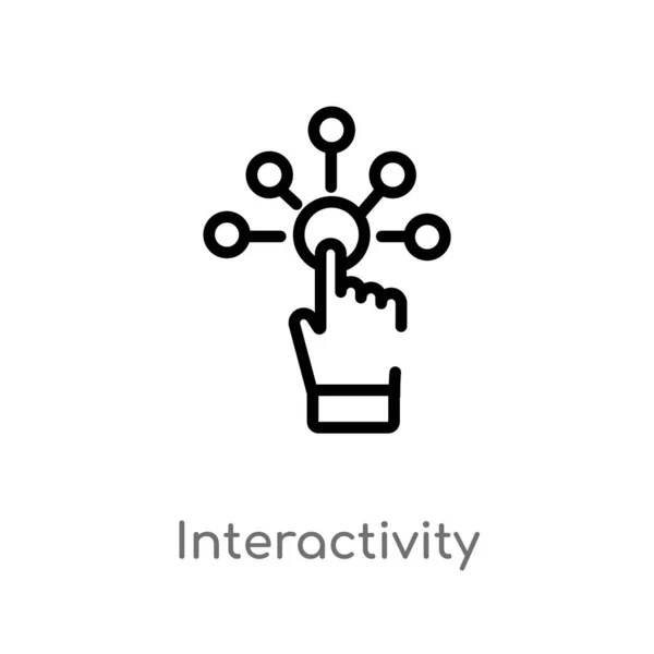 Contour Icône Vectorielle Interactivité Illustration Isolée Élément Ligne Simple Noir — Image vectorielle