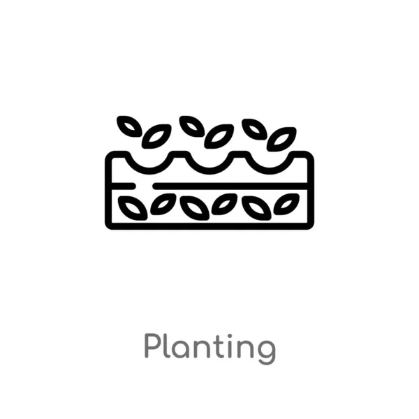 Contour Plantation Icône Vectorielle Illustration Isolée Élément Ligne Simple Noir — Image vectorielle